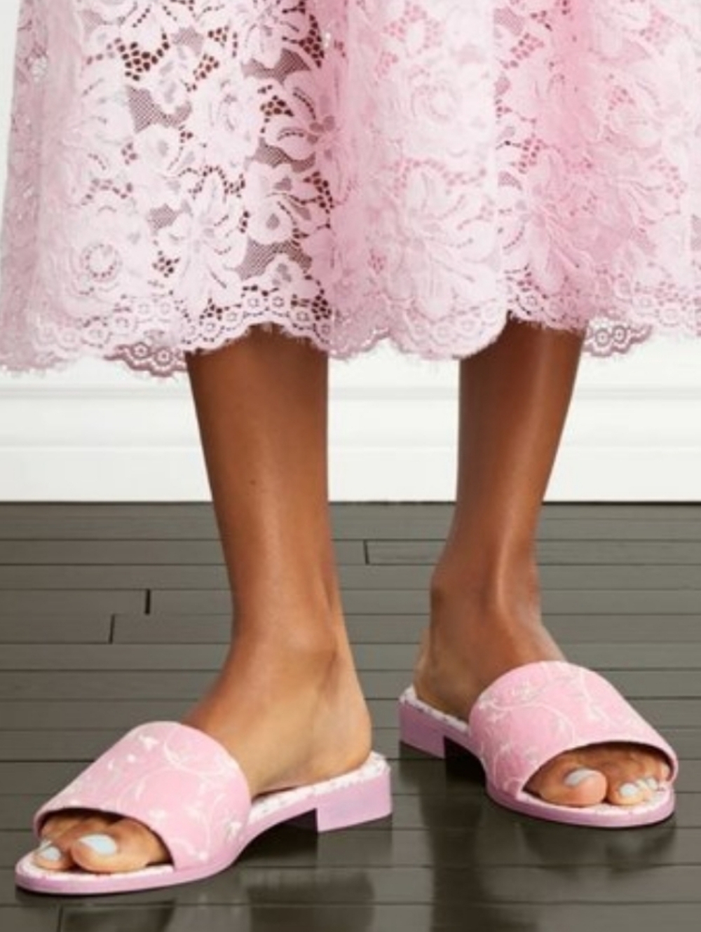 Hill House Home The City Slide Pink Embroidery Size 42